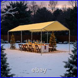 10' x 20' Heavy Duty Enclosed Garage All-Season Carport Car Canopy with Tarp