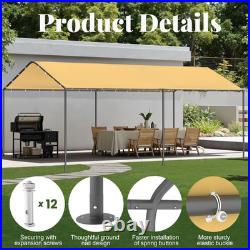 10' x 20' Heavy Duty Enclosed Garage All-Season Carport Car Canopy with Tarp
