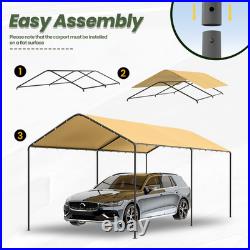 10' x 20' Heavy Duty Enclosed Garage All-Season Carport Car Canopy with Tarp