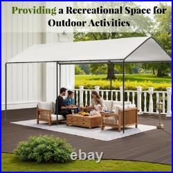 10' x 20' Heavy Duty White Garage All-Season Outdoor Carport Canopy with Tarp