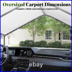 10' x 20' Heavy Duty White Garage All-Season Outdoor Carport Canopy with Tarp