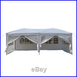 10'x 20'Party Tent Patio Easy Pop-Up White Wedding Gazebo Canopy Marquee With6Wall