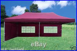 10' x 20' Pop Up Canopy Party Tent Gazebo EZ Maroon E Model