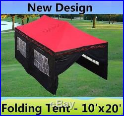 10' x 20' Pop Up Canopy Party Tent Gazebo EZ Red Flame E Model