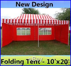 10' x 20' Pop Up Canopy Party Tent Gazebo EZ Red Stripe E Model