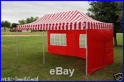 10' x 20' Pop Up Canopy Party Tent Gazebo EZ Red Stripe E Model