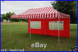 10' x 20' Pop Up Canopy Party Tent Gazebo EZ Red Stripe E Model