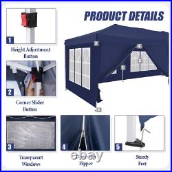 10' x 20' Pop Up Canopy Tent with6 Sidewall, Wedding Party Tent, 3 Adjustable Height