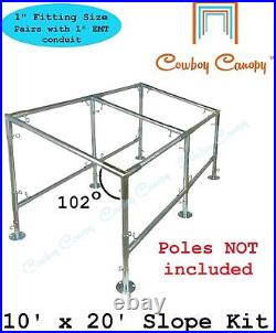 10' x 20' Slope, Lean-to Canopy Fittings Kits, DIY Metal Carport Frame Parts