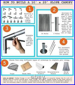 10' x 20' Slope, Lean-to Canopy Fittings Kits, DIY Metal Carport Frame Parts