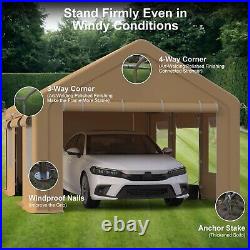 10 x 20 ft Heavy Duty Carport with Sidewall & Doors Portable Canopy For Car