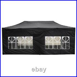 10 x 20 ft Pop Up Folding Canopy Tent Black Waterproof Gazebo Car Shelter Large