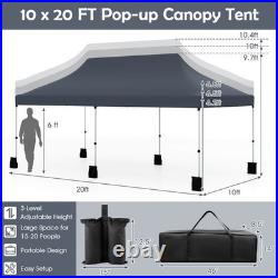 10 x 20FT Pop-up Canopy Tent Folding Instant Sun Shelter with 3 Adjustable Heights