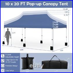 10 x 20FT Pop-up Canopy Tent Folding Instant Sun Shelter with 3 Adjustable Heights