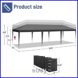 10'x 30' Canopy Gazebo Easy Pop Up Waterproof Tent With 8 Pack Sandbag & Wheels