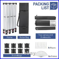 10'x 30' Canopy Gazebo Easy Pop Up Waterproof Tent With 8 Pack Sandbag & Wheels