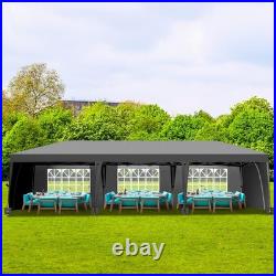10'x 30' Canopy Gazebo Easy Pop Up Waterproof Tent With 8 Pack Sandbag & Wheels