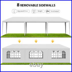 10' x 30' Gazebo Wedding Party Canopy Tent With 8 Sidewalls Outdoor White