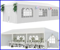 10' x 30' White Gazebo Wedding Party Tent Canopy With 8 Sidewalls Outdoor Game