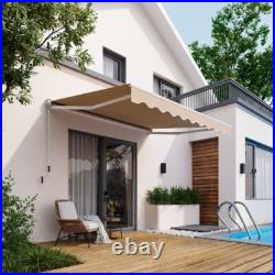 10 x 8.2 FT Retractable Awning Sunshade Easy Opening Manual Crank Handle Canopy