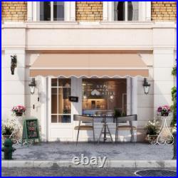 10 x 8.2 FT Retractable Awning Sunshade Easy Opening Manual Crank Handle Canopy