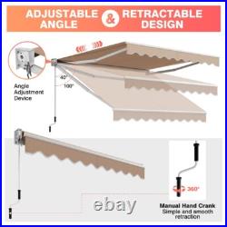 10 x 8.2 FT Retractable Awning Sunshade Easy Opening Manual Crank Handle Canopy