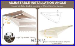 10 x 8.2 FT Retractable Awning Sunshade Easy Opening Manual Crank Handle Canopy