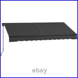 10' x 8' Manual Retractable Patio Awning Sun Shade UV Resistant Dark Gray