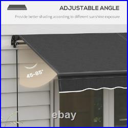 10' x 8' Manual Retractable Patio Awning Sun Shade UV Resistant Dark Gray