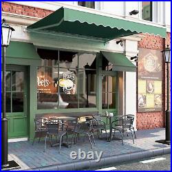 10' x 8' Patio Awning Manual Retractable Sun Shade Canopy Deck Shelter Green US
