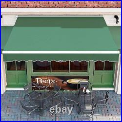 10' x 8' Patio Awning Manual Retractable Sun Shade Canopy Deck Shelter Green US