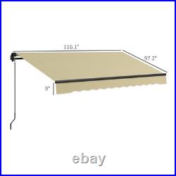 10' x 8' Patio Retractable Awning Sunshade Shelter, Beige