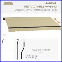 10' x 8' Patio Retractable Awning Sunshade Shelter, Beige