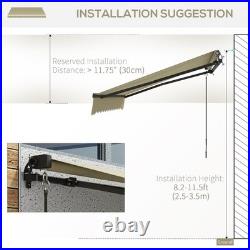 10' x 8' Patio Retractable Awning Sunshade Shelter, Beige