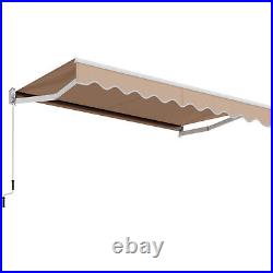 10'x 8' Retractable Awning Aluminum Patio Sun Shade Awning Cover withCrank Handle