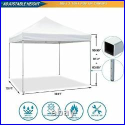 10'x10' Commercial 300 Denier Heavy Duty Pop Up Canopy With Adjustable Leg Heigh