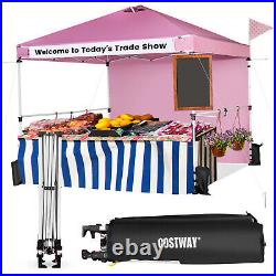 10'x10' Commercial Instant Canopy Tent with Portable Carrying Bag & Wheels Pink