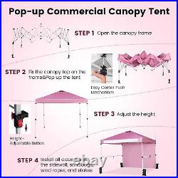 10'x10' Commercial Instant Canopy Tent with Portable Carrying Bag & Wheels Pink