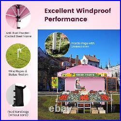 10'x10' Commercial Instant Canopy Tent with Portable Carrying Bag & Wheels Pink