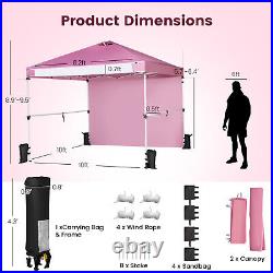10'x10' Commercial Instant Canopy Tent with Portable Carrying Bag & Wheels Pink