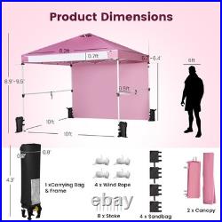 10'x10' Commercial Pop-up Canopy Tent Sidewall Folding Market Patio Pink