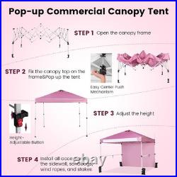 10'x10' Commercial Pop-up Canopy Tent Sidewall Folding Market Patio Pink