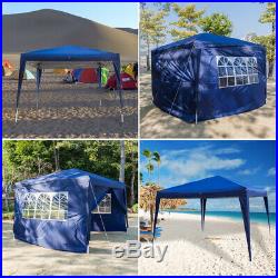 10'x10' EZ POP-UP Party Wedding Tent Folding Gazebo Beach Canopy Blue Garden New