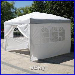 10'x10'EZ Pop UP Wedding Party Tent Folding Gazebo Home WithSIDES & Carry Bag