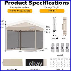 10'x10' EZ Pop Up Backyard Canopy Outdoor Gazebo Tent with Netting Roller Bag