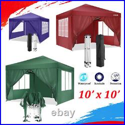 10'x10' EZ Pop Up Canopy Outdoor Patio Wedding Party Tent Folding Gazebo 4 Sides