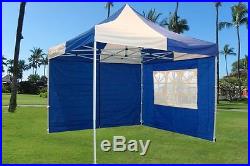 10'x10' Enclosed Pop Up Canopy Party Folding Tent Gazebo Blue White E Model