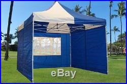 10'x10' Enclosed Pop Up Canopy Party Folding Tent Gazebo Blue White E Model
