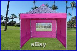 10'x10' Enclosed Pop Up Canopy Party Folding Tent Gazebo Pink Zebra E Model