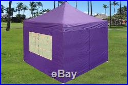 10'x10' Enclosed Pop Up Canopy Party Folding Tent Gazebo Purple E Model